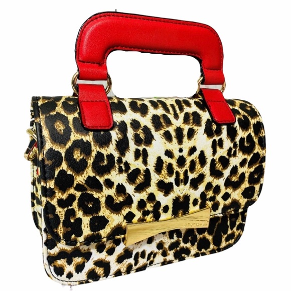 Betsey Johnson Handbags - Betsey Johnson Leopard Red Crossbody Top Handle Bag